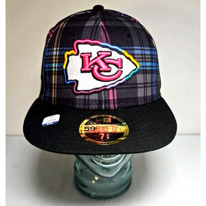 New Era Kansas City Chief Black NFL Crucial Catch Plaid 59FIFTY Snapback Hat